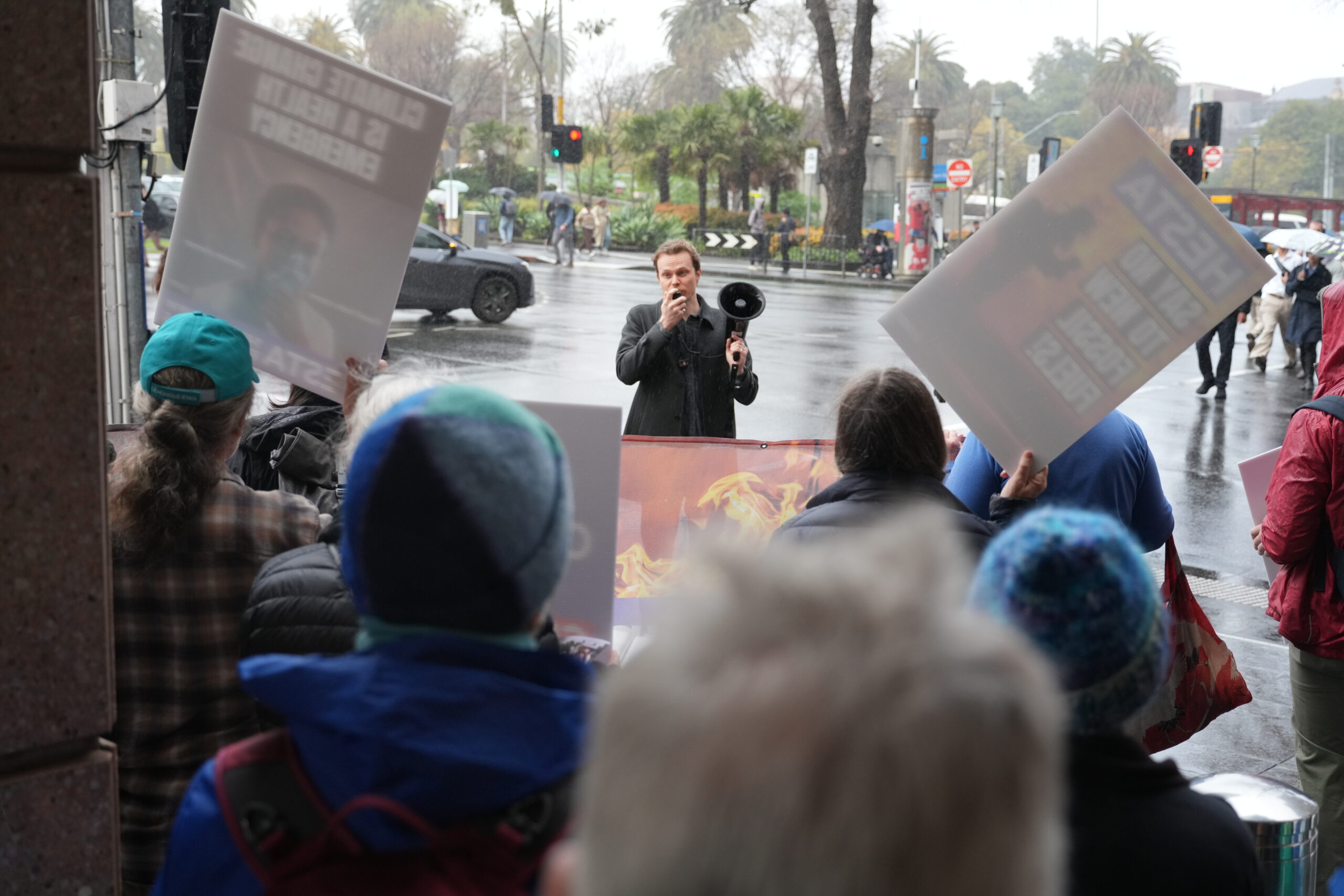 Speeches were given by Lucy from Healthy Futures and Brett from Market Forces.